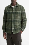 Vince Plaid Fleece Lined Shirt Jacket In Night Moss Combo