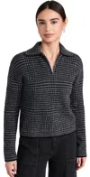 Vince Wool And Cashmere Plaid Half-zip Sweater In H Smoke/black Combo