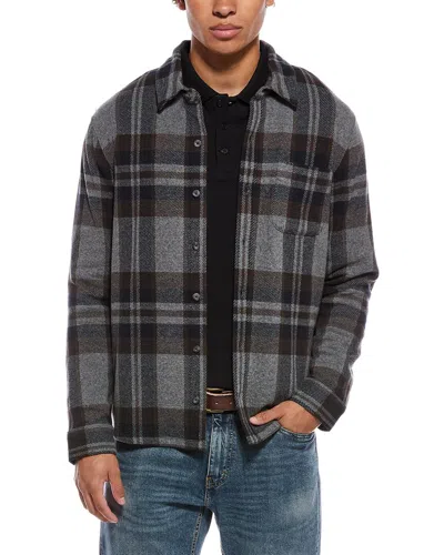 Vince Plaid Knit Shirt Jacket In Multi
