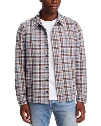 Vince Plaid Knit Shirt Jacket In Gray