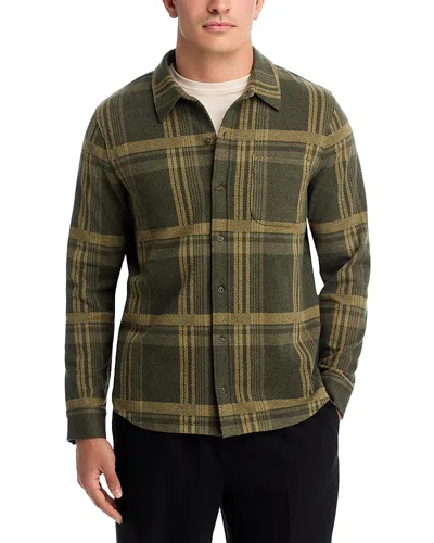 Vince Plaid Knit Shirt Jacket In Green