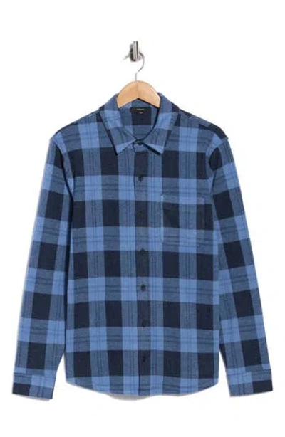 Vince Plaid Knit Shirt Jacket In Blue