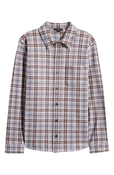 Vince Plaid Knit Shirt Jacket In Neutral
