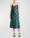 Vince Lace Trim Slip Dress In Jade Onyx