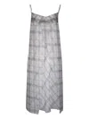 Vince Sleeveless Sheer Plaid Midi Dress In Gray