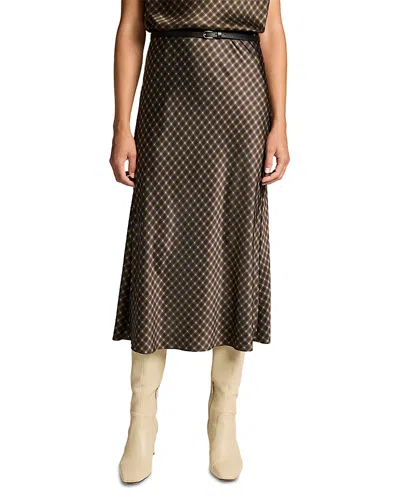Vince Plaid Ombre Slip Skirt In Brown