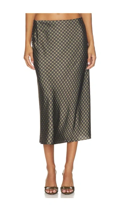 Vince Plaid Ombre Slip Skirt With Lingerie Elastic In Black