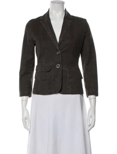 Pre-owned Vince Plaid Print Blazer In Green