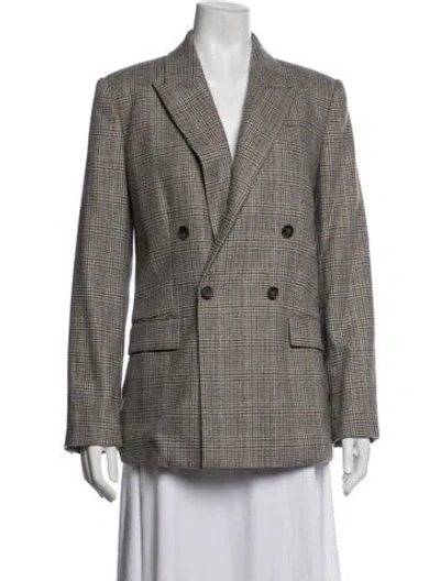 Pre-owned Vince Plaid Print Blazer In Grey