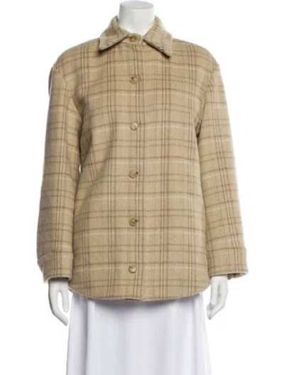 Pre-owned Vince Plaid Print Coat In Neutral