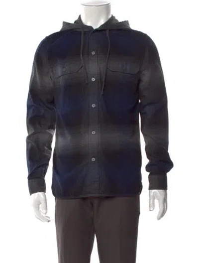 Pre-owned Vince Plaid Print Crew Neck Hoodie In Blue