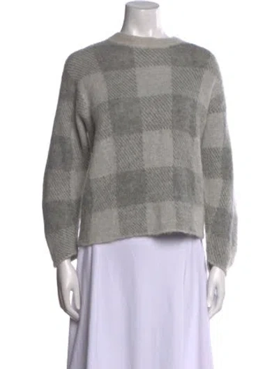 Pre-owned Vince Plaid Print Crew Neck Sweater In Gray