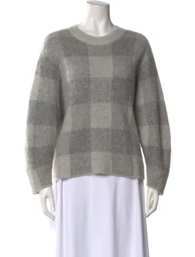 Pre-owned Vince Plaid Print Crew Neck Sweater In Gray