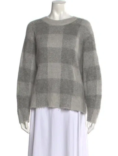 Pre-owned Vince Plaid Print Crew Neck Sweater In Gray