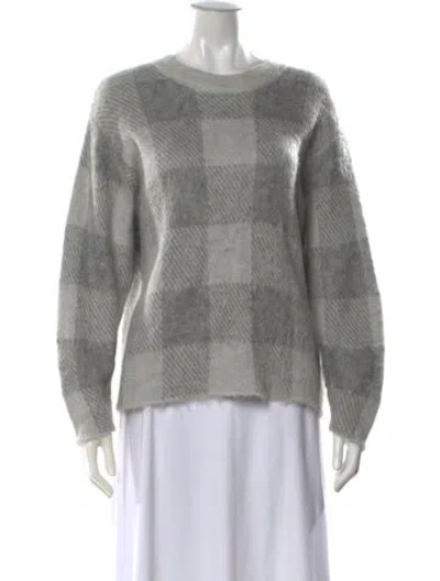 Pre-owned Vince Plaid Print Crew Neck Sweater In Grey