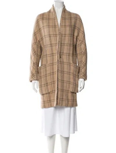 Pre-owned Vince Plaid Print Faux Fur Coat In Neutral