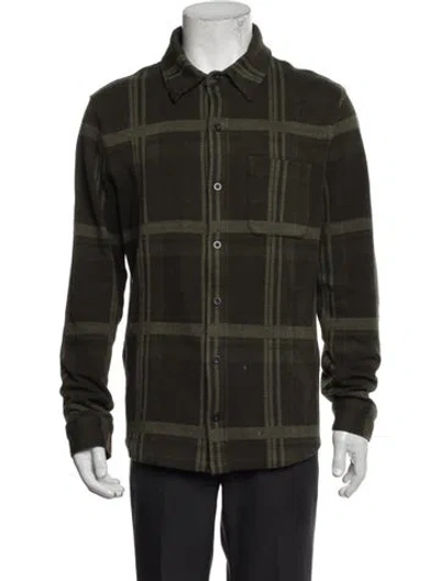 Pre-owned Vince Plaid Print Jacket In Green