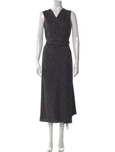 Pre-owned Vince Plaid Print Midi Length Dress In Gray