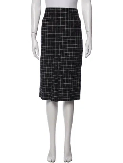 Pre-owned Vince Plaid Print Midi Length Skirt In Black