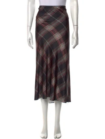 Pre-owned Vince Plaid Print Midi Length Skirt In Brown
