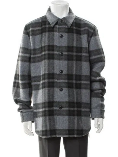 Pre-owned Vince Plaid Print Peacoat W/ Tags In Gray