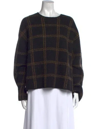 Pre-owned Vince Plaid Print Scoop Neck Sweater