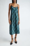 Vince Plaid Lace-trim Slip Dress