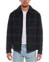 Vince Plaid Sherpa-lined Wool-blend Jacket In Blue