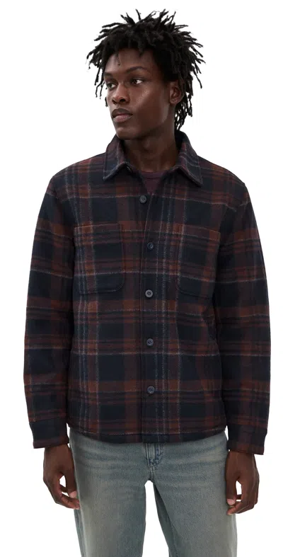 Vince Plaid Shirt Jacket Coastal Combo In Black