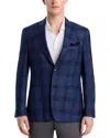 Vince Plaid Slim Fit Unstructured Sport Coat In Denim