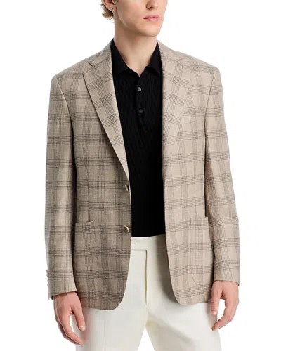 Vince Plaid Slim Fit Unstructured Sport Coat In Tan/ Grey