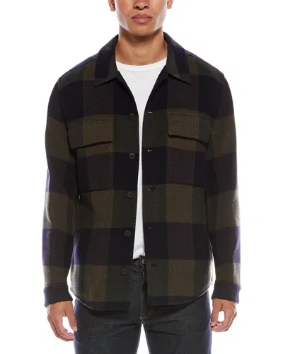 Vince Plaid Splittable Wool-blend Shirt Jacket In Blue