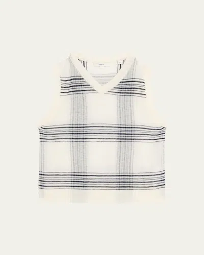 Vince Plaid V-neck Sweater Vest