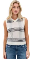 Vince Plaid V Neck Vest Off White/coastal