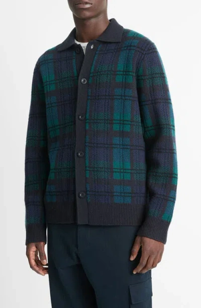 VINCE VINCE PLAID WOOL & CASHMERE BUTTON-UP CARDIGAN