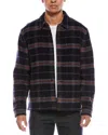 Vince Plaid Wool-blend Shirt Jacket In Blue