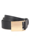Vince Plaque Leather Belt In Black