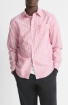 Vince Playa Stripe Poplin Button-up Shirt In Vermouth Combo