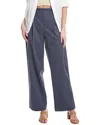 Vince Pleat Front Linen-blend Pull-on Pant In Blue