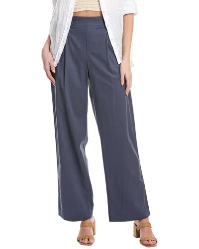 Vince Pleat Front Linen-blend Pull-on Pant In Blue