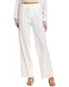 Vince Pleat Front Linen-blend Pull-on Pant In White