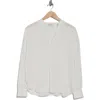Vince Pleat Front Long Sleeve Blouse In Off White
