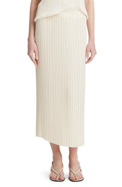 Vince Pleated Straight Pull-on Midi Skirt In Bell
