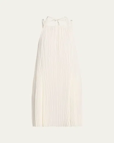 Vince Pleated A-line Halter Dress With Pockets In White