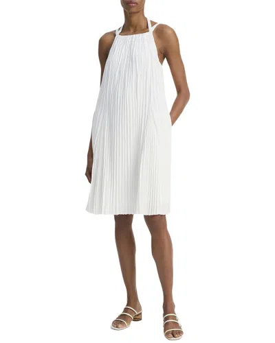 Vince Pleated A-line Halter Dress With Pockets In White
