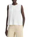 Vince Sleeveless Pleated A-line Top In White