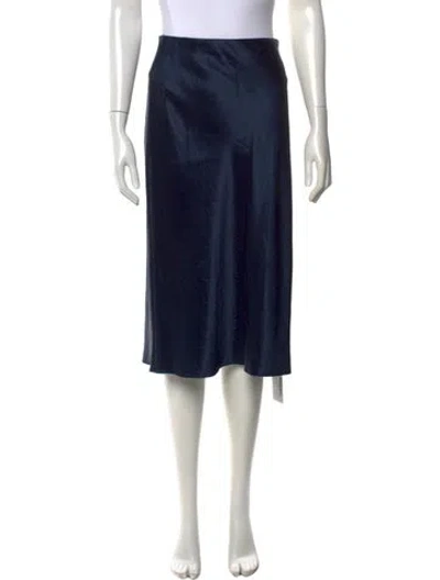 Pre-owned Vince Pleated Accents Midi Length Skirt In Blue