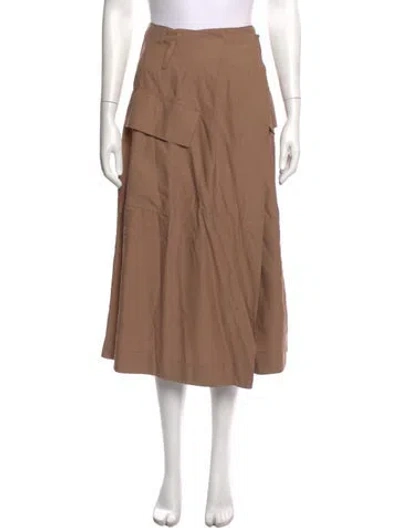 Pre-owned Vince Pleated Accents Midi Length Skirt In Brown