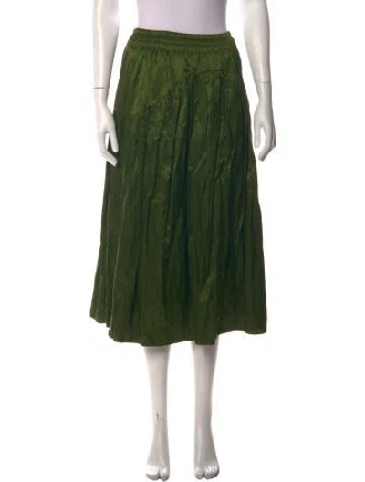Pre-owned Vince Pleated Accents Midi Length Skirt In Green