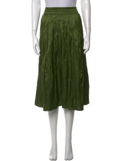 Pre-owned Vince Pleated Accents Midi Length Skirt In Green